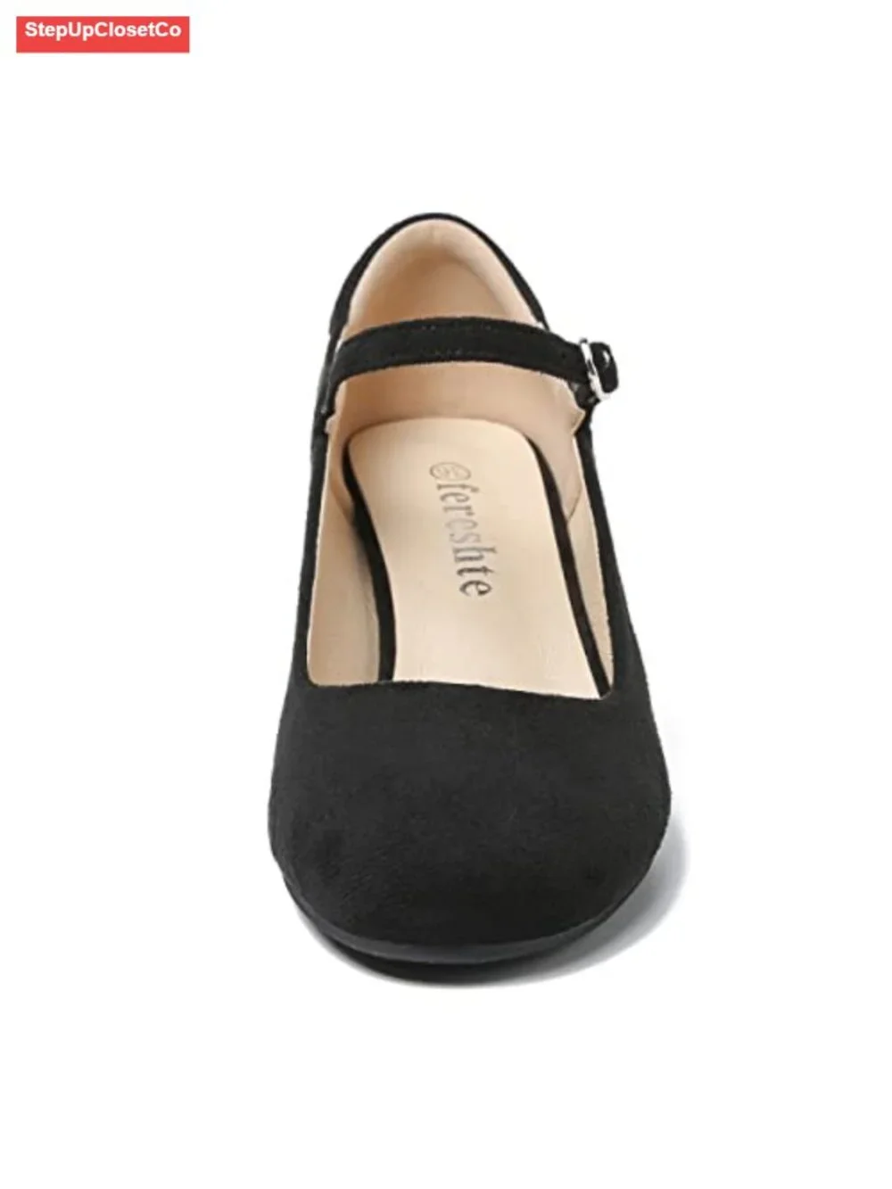 Women's Mary Jane Block Heel Pumps Round Toe Chunky Heels Synthetic